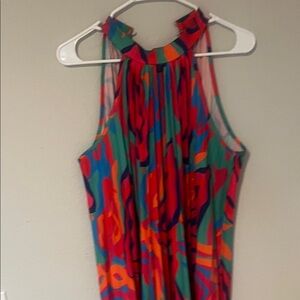 Colorful Sleeveless Halter Dress